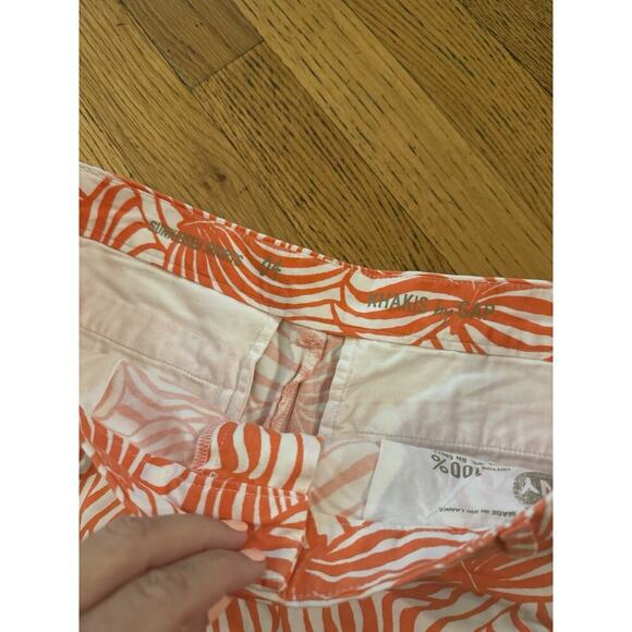 Gap Khakis Sunkissed Shorts Size 4 Orange White Print - Picture 3 of 4